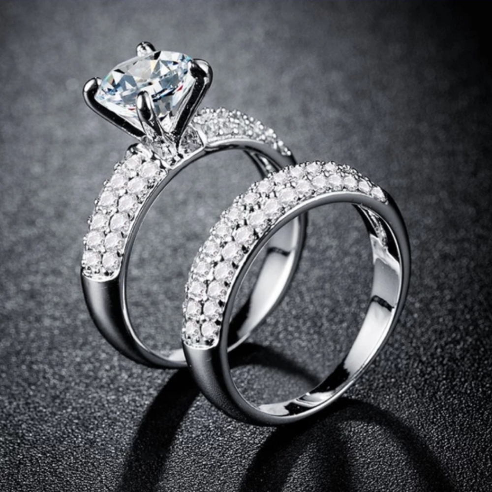 Wedding Engagement  Ring Set